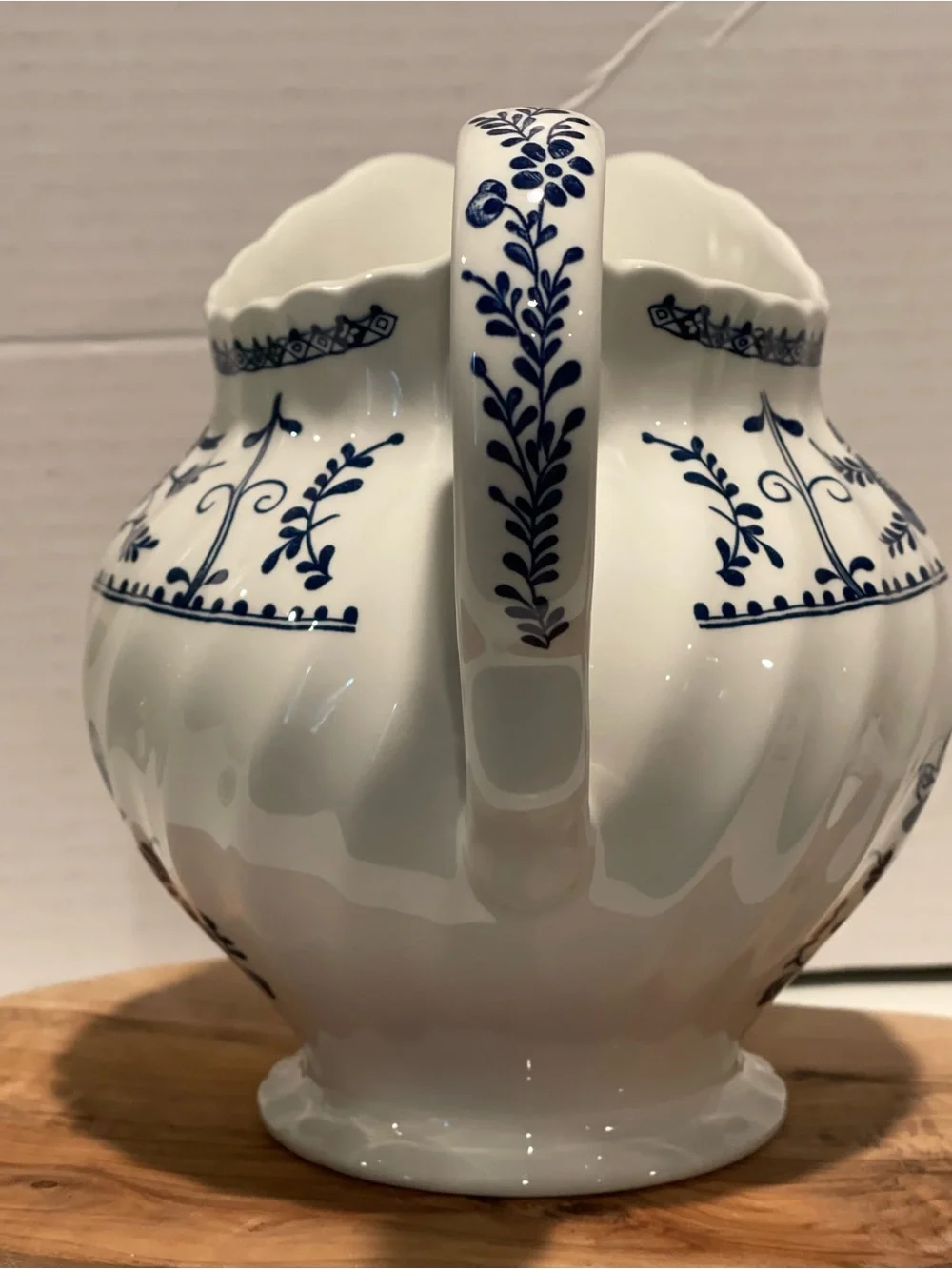 Blue and White Floral Pattern Pitcher - Made in England